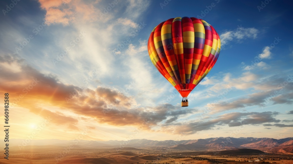 Fototapeta premium Beautiful hot air balloons flying in the fantastic colorful sky
