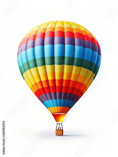 Fantastic colorful bright hot air balloon isolated o white background