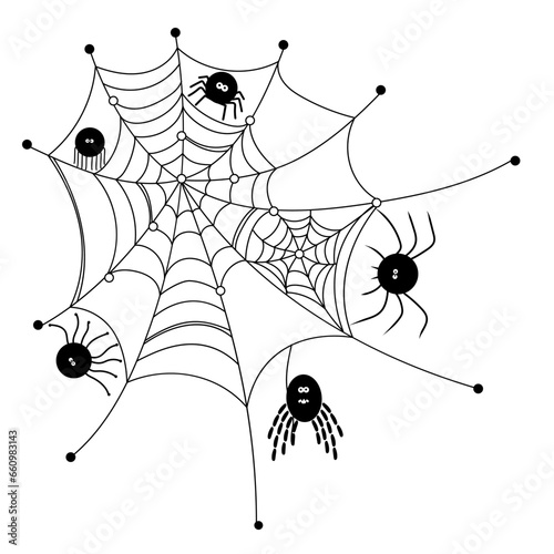 Spooky cobweb with spiders in the corner