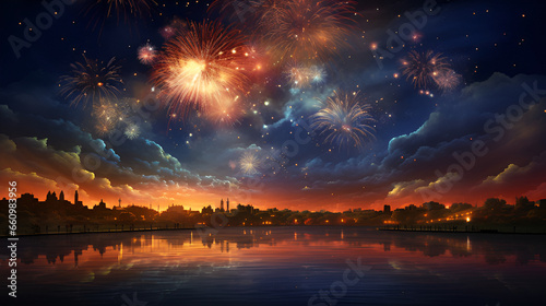 fireworks in the night sky   generative ai