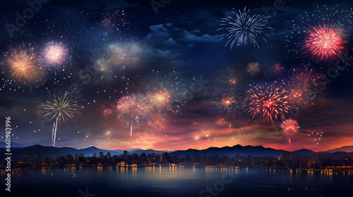 fireworks in the night sky   generative ai © No34