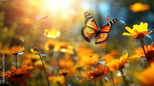 Flying Butterflies in Summer, Generative AI © Thanadol