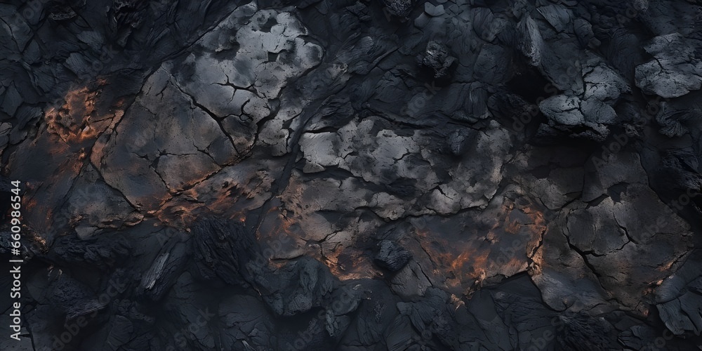 Black abstract lava stone texture background 3d illustration, Black volcanic stone texture Abstract background, generative AI

