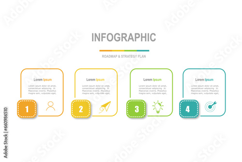 infographic elements  template, business concept with, 4 steps,  multi color rectangle shape design for workflow layout, diagram, annual report, web design.Creative banner, label vector