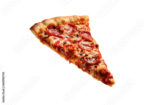 Pizza slice isolated on white transparent background, PNG