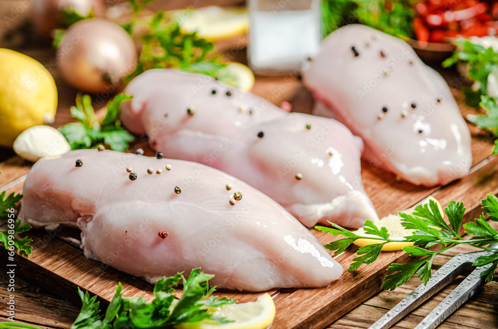Fresh chicken fillet with spices. Fresh chicken fillet with spices.
