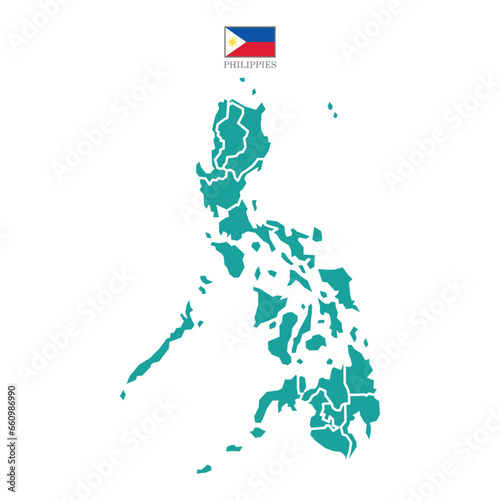 Silhouette and colored (turquoise) philippines map