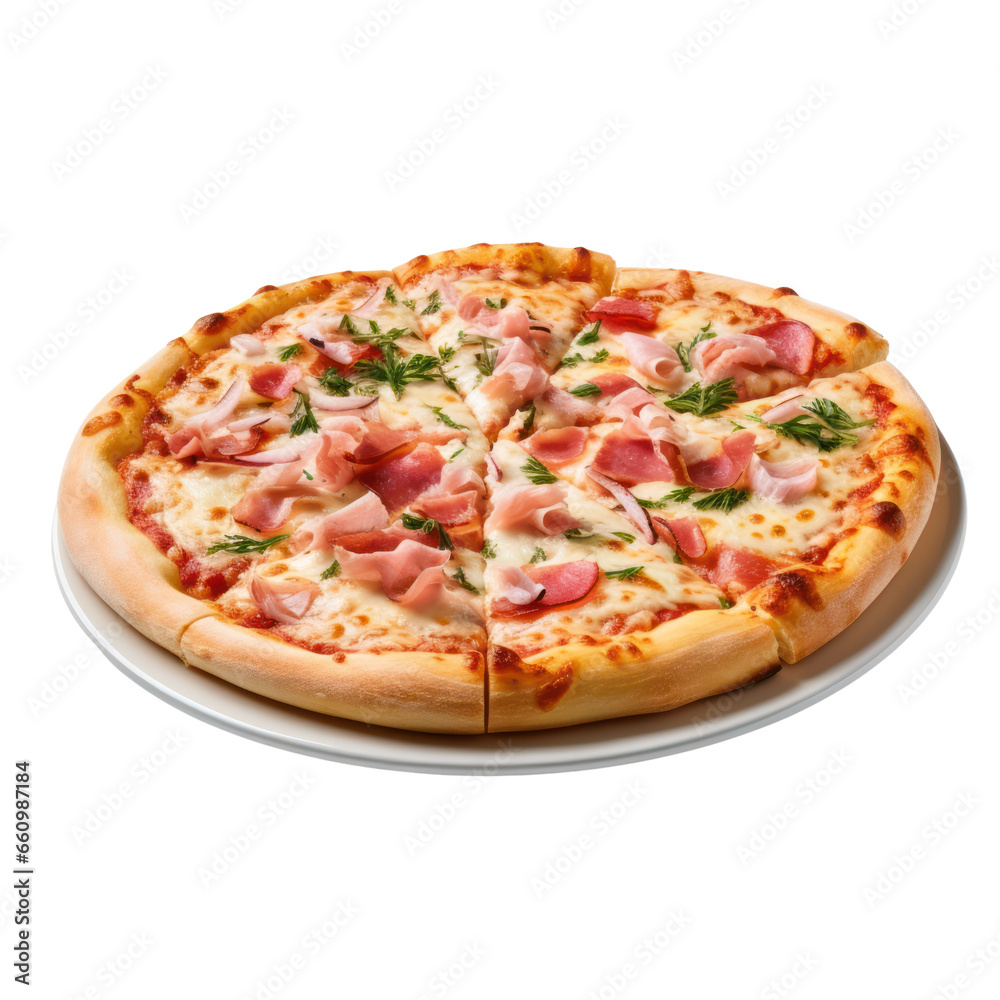 Pizza isolated on white transparent background, PNG