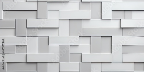 Monochrome elegance. Abstract grey tile pattern. Geometric brilliance. Modern grey mosaic design. Sleek simplicity. Contemporary gray tile background © Bussakon