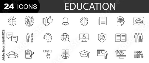 Education line icons set. Education, School, Book . Vector illustration
