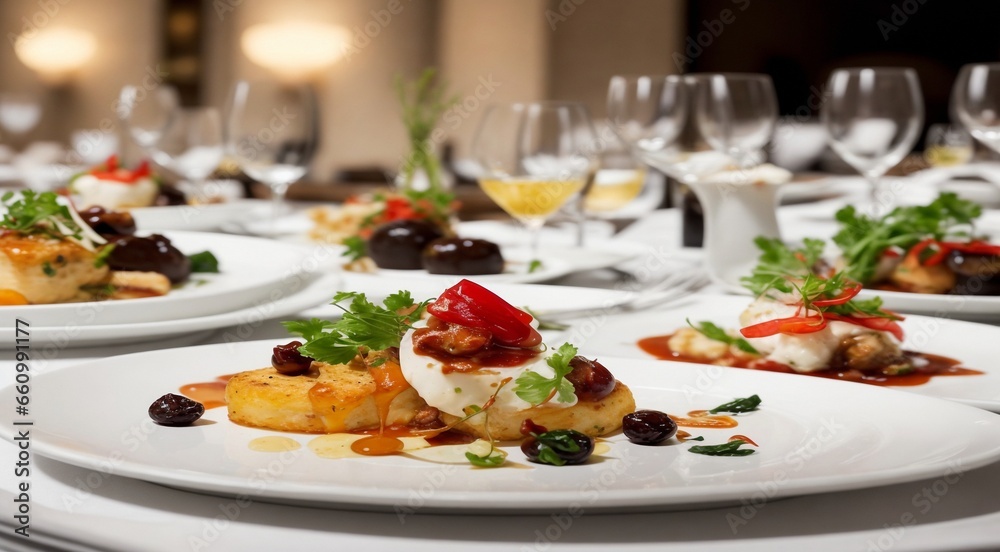 delicious dessert on the table, dessert on the plate in restaurant, close-up of a dessert on plate