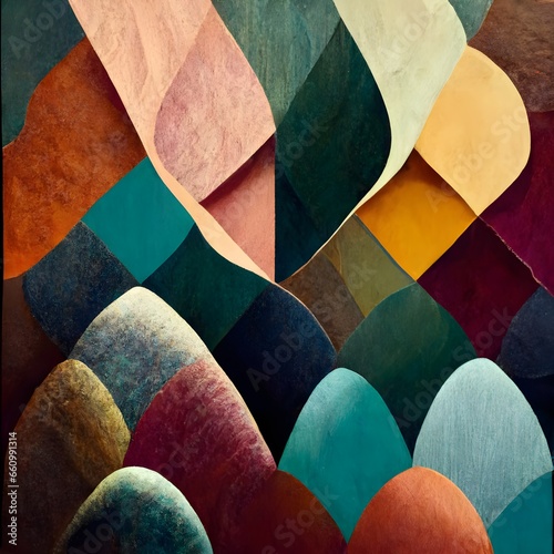 abstract pattern of random overlapping softedged splotches of jewel tone colour smooth soft intermingled colours  photo