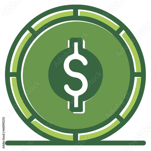 Dollar, Green Finance Money Icon, Digital Payment, Investment and Savings Symbol