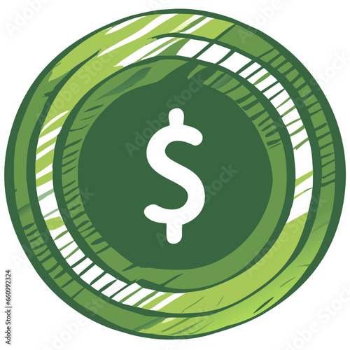 Dollar, Green Finance Money Icon, Digital Payment, Investment and Savings Symbol