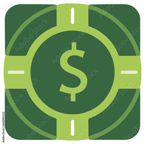 Dollar, Green Finance Money Icon, Digital Payment, Investment and Savings Symbol