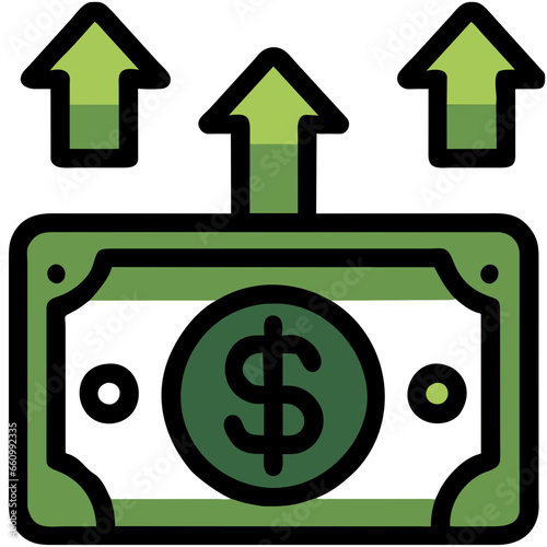 Dollar, Green Finance Money Icon, Digital Payment, Investment and Savings Symbol