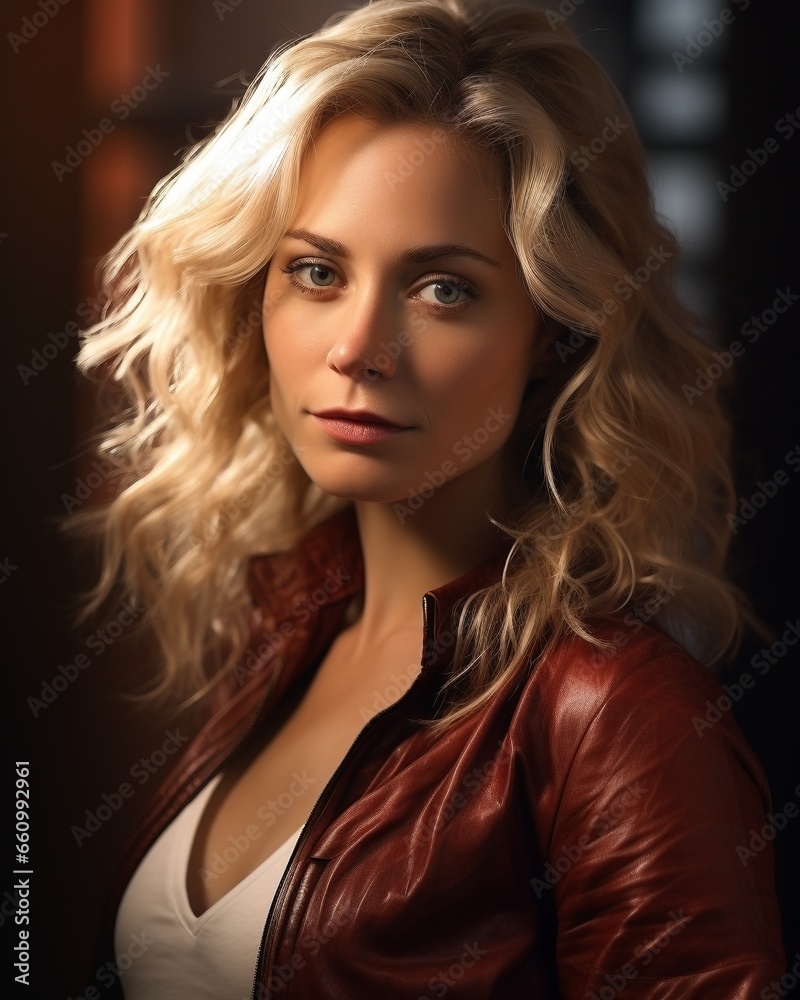 Portrait of blond woman with soft lighting, AI-generative Portrait of blond woman with soft lighting, AI-generative