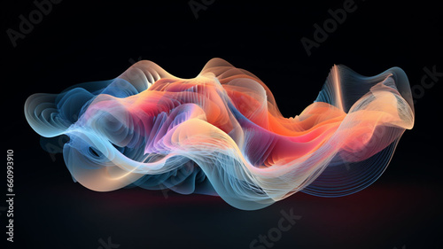 Enigmatic Particle Symphony: 3D Rendered Abstract Liquify Pattern Unveils Unconventional Geometric Waves Composed of Tiny Particles in a Strange Dance of Artistry 
