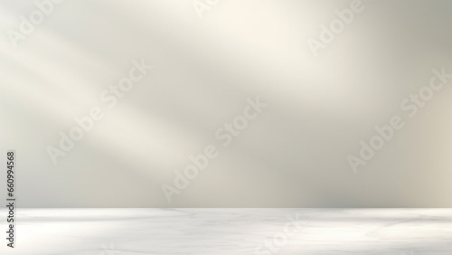 Beautiful background image of an empty space in light brown tones with a play of light and shadow on the wall and floor for design or creative work photo
