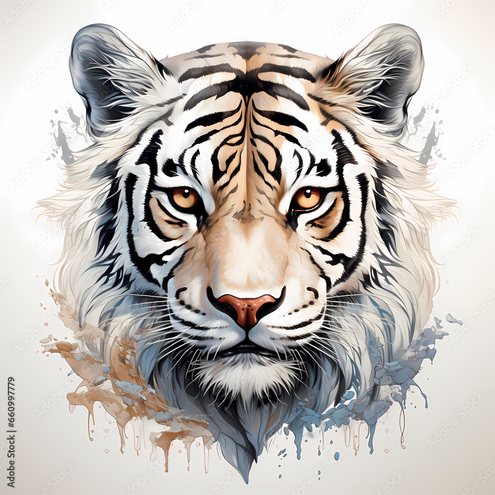 illustration of big tiger with white fur