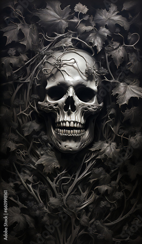 ivy and skull - illustration - generative ai