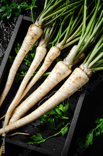 Fresh parsley root .