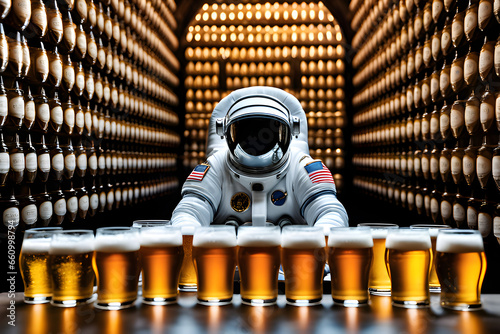 Fotobehang astronaut and beer fest