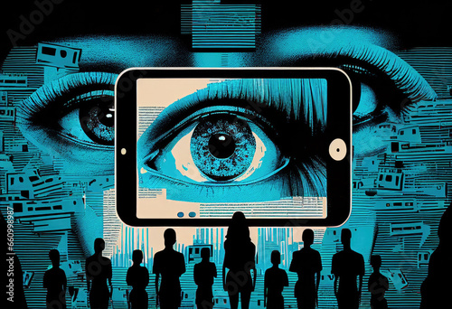 Artificial Intelligence spying on humans - Generative AI illustration