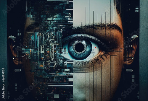 Artificial Intelligence spying on humans - Generative AI illustration