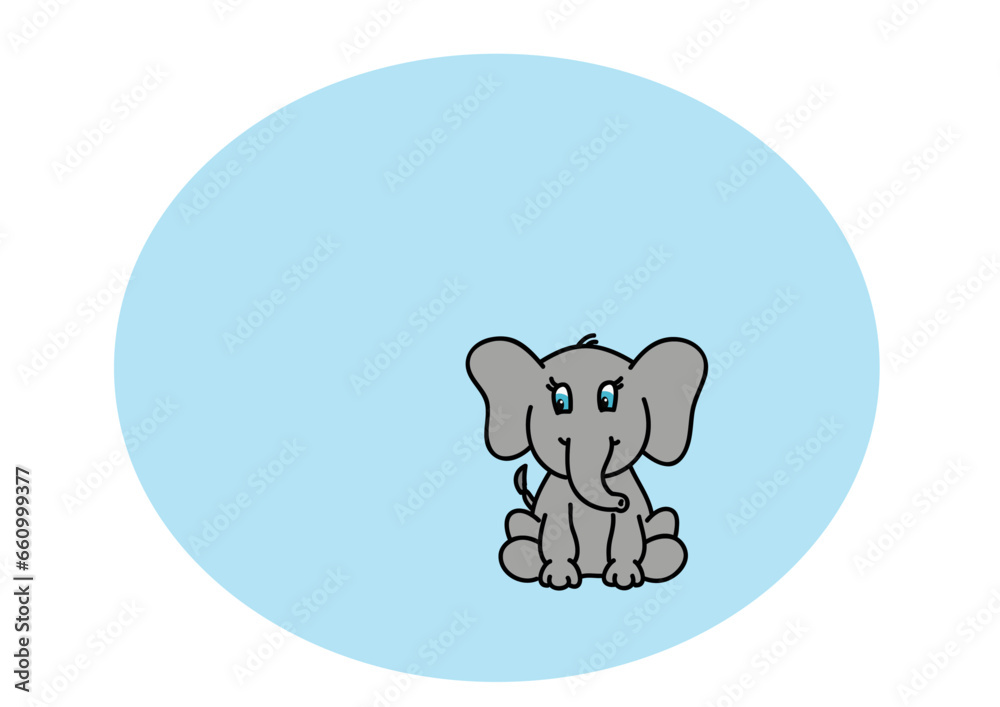 Fototapeta premium Dibujo infantil de elefante sobre fondo de color