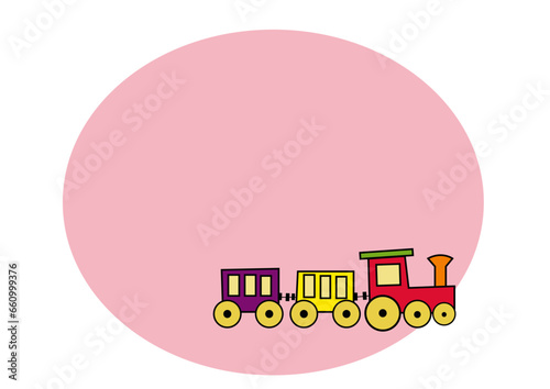 Dibujo infantil tren de colores sobre fondo de color