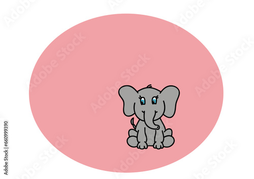 Dibujo infantil de elefante sobre fondo de color