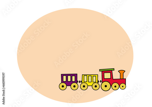 Dibujo infantil tren de colores sobre fondo de color