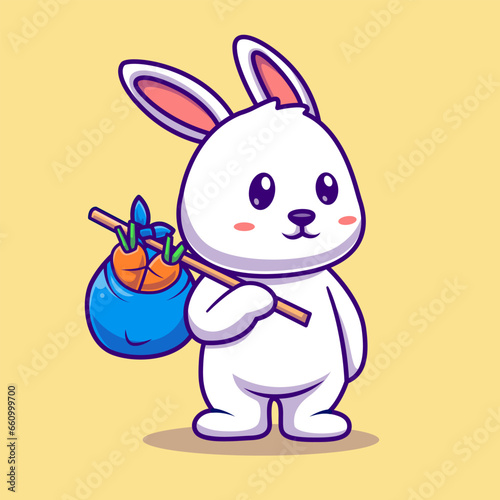 Cute Rabbit Bring Carrot With Bag Cartoon Vector Icon
Illustration. Animal Nature Icon Concept Isolated Premium
Vector. Flat Cartoon Style