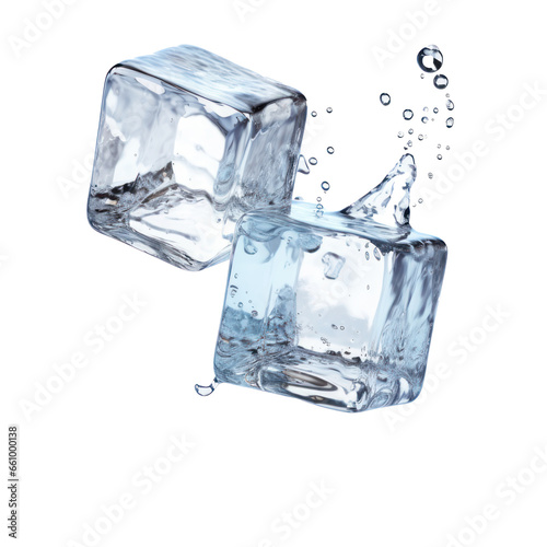 Ice cubes isolated on white transparent background, PNG
