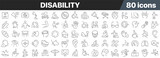 Disability line icons collection. Big UI icon set in a flat design. Thin outline icons pack. Vector illustration EPS10
