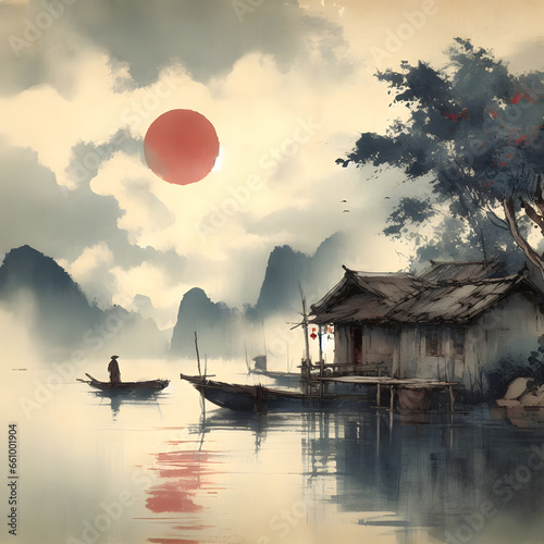 sunset on the lake