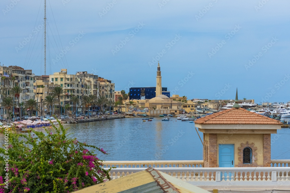 View of Qaitbay harbour in Alexandria Egypt