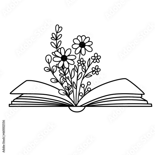 Floral Book, Book with Flowers, Reading, Book design - Book Lover, Wildflower for Cricut