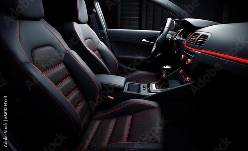 Red and black interior of a car © cherezoff