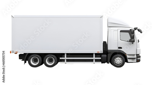 white cargo truck on clear PNG background . generated by AI © Tharindu