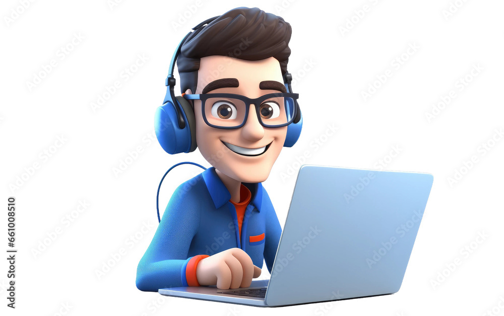 3D Cartoon of Technical Support Specialist on transparent background
