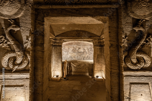 Inside view in the ancient  Catacombs of Kom el Shoqafa Alexandria Egypt