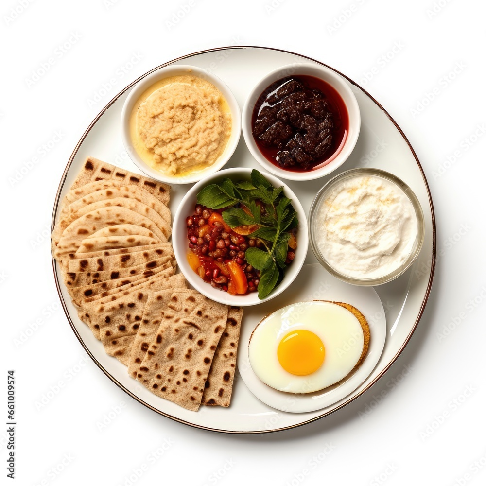 Top view of a fresh, delicious, wholesome and nutritious traditional middle east breakfast, beautifully decorated, food photography Top view of a fresh, delicious, wholesome and nutritious traditional middle east breakfast, beautifully decorated, food photography