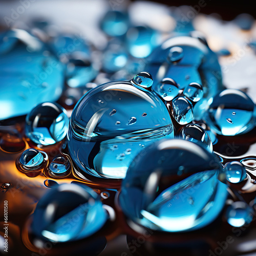 drops of water on glass,Azure Hues: A Close-Up of Blue Glass Beads,blue glass balls,drops of water