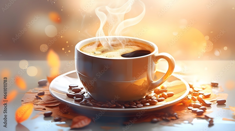 Fototapeta premium Coffee background illustration design, coffee beans, caffeine