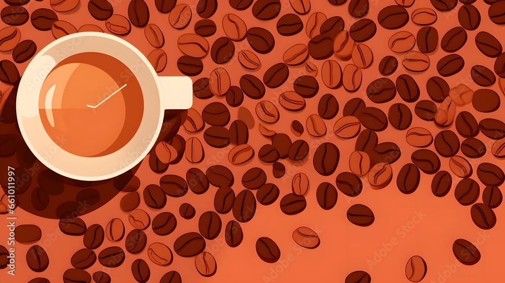 Obraz premium Coffee background illustration design, coffee beans, caffeine