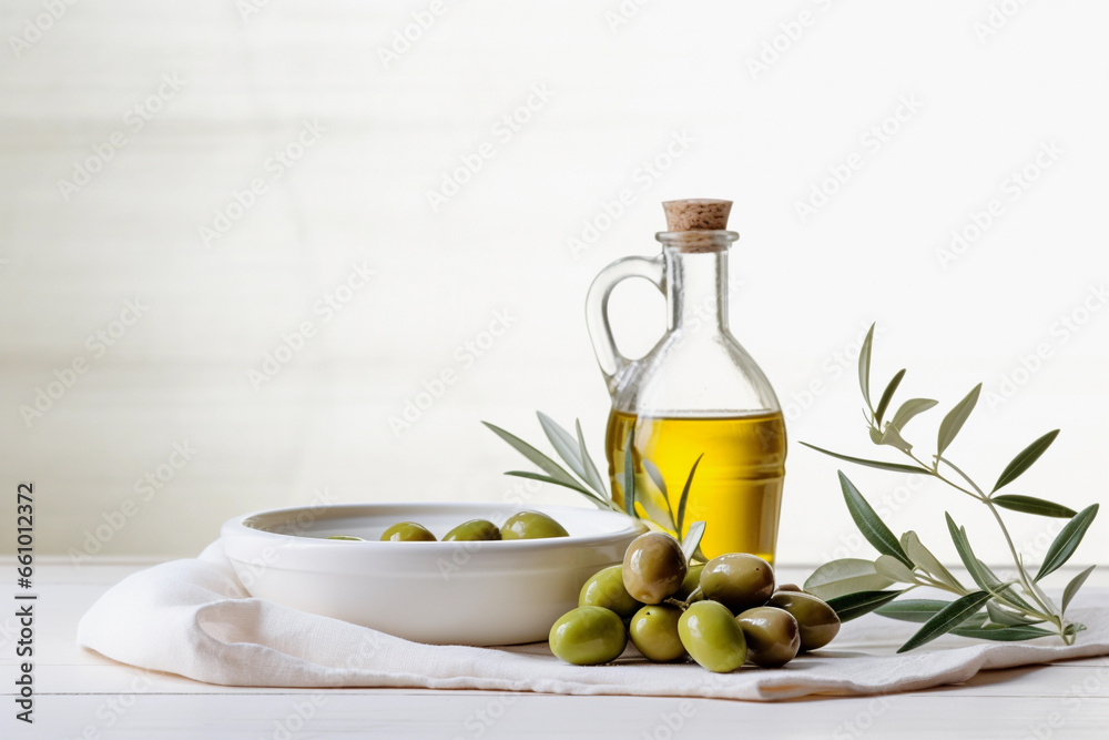 olive oil on white background close up olive oil on white background close up