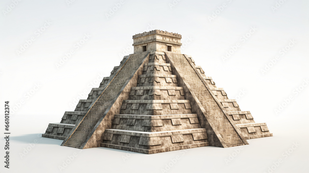 Mayan pyramid isolated on white background
 - obrazy, fototapety, plakaty 