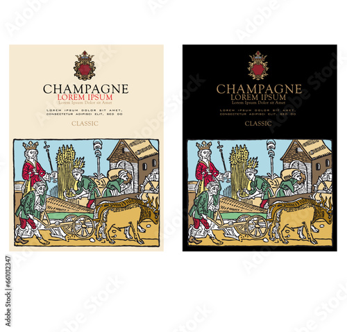 LABEL FOR WHITE AND RED CLASSIC WINE BOTTLES
